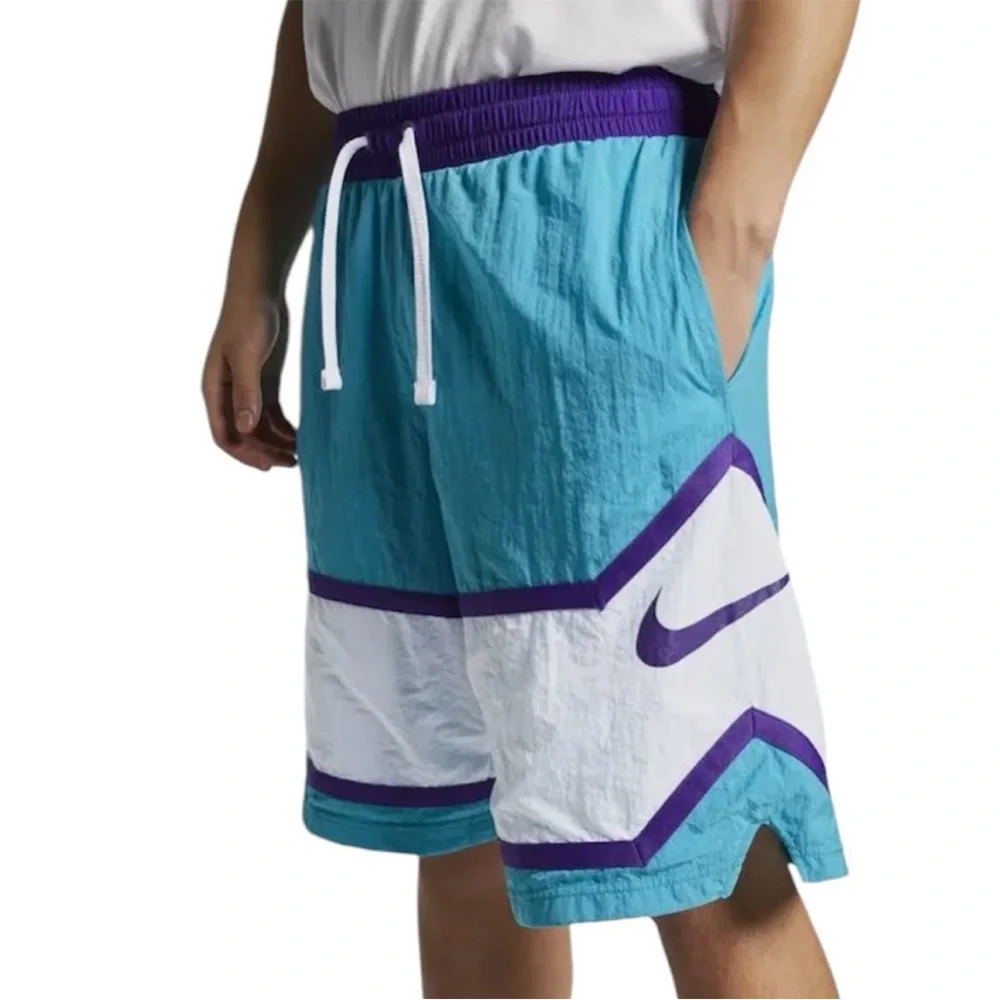Nike Men’s Vibrant Teal & Purple Throwback Retro Basketball Shorts - Picture 1 of 7